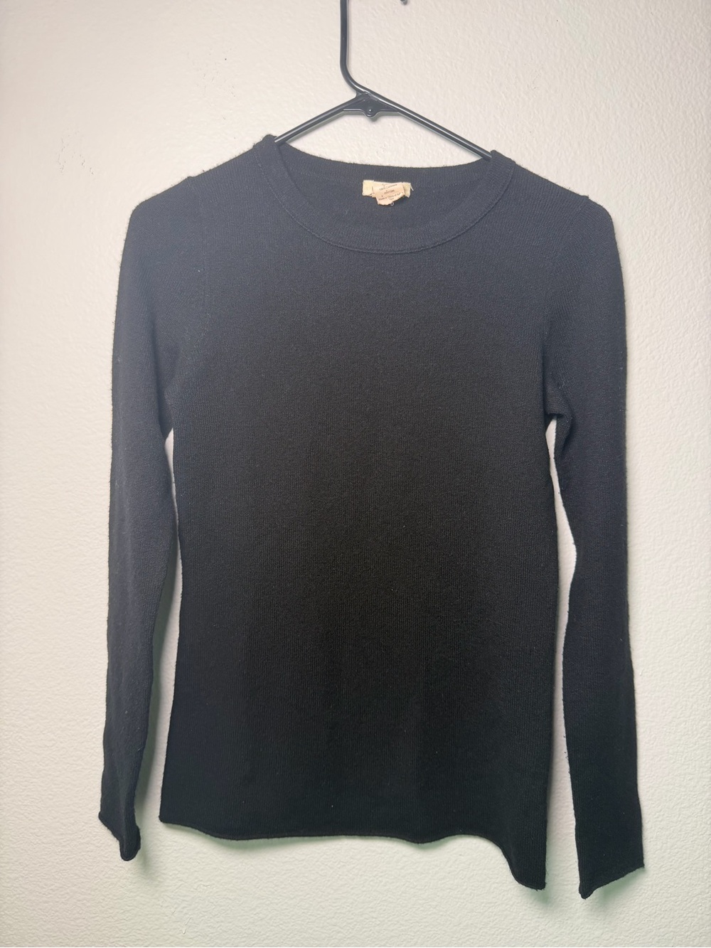 FLAWED J. Crew Gustoso 100% Cashmere Black Sweater Size XS